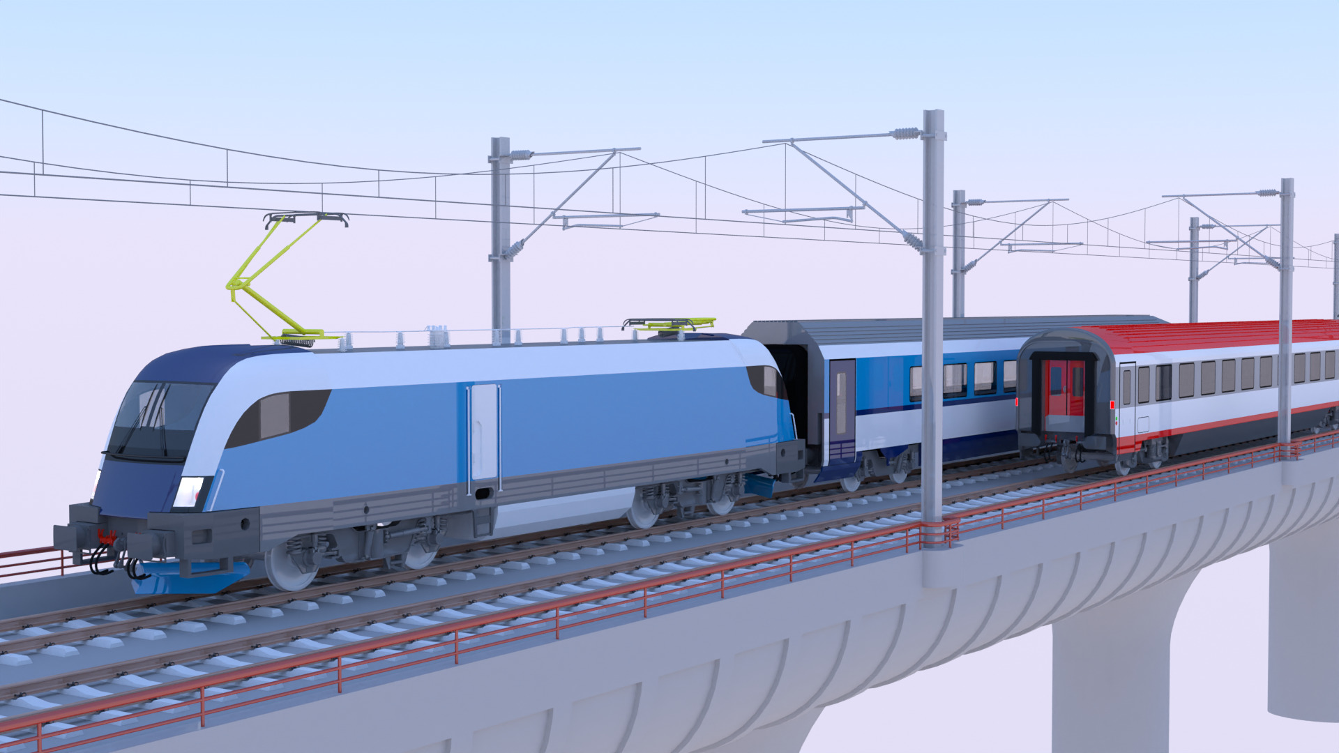 Bridge with Siemens trains 3D model_6