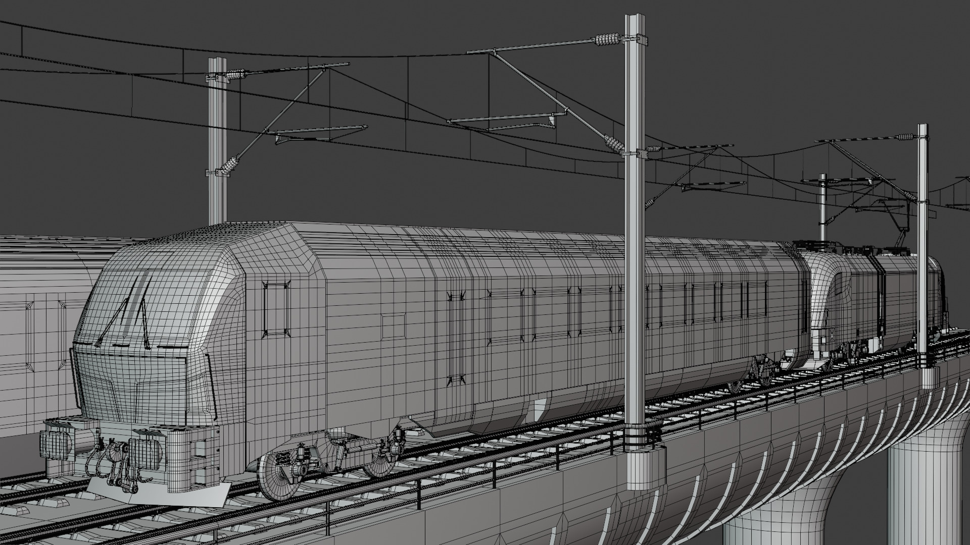 Bridge with Siemens trains 3D model_1