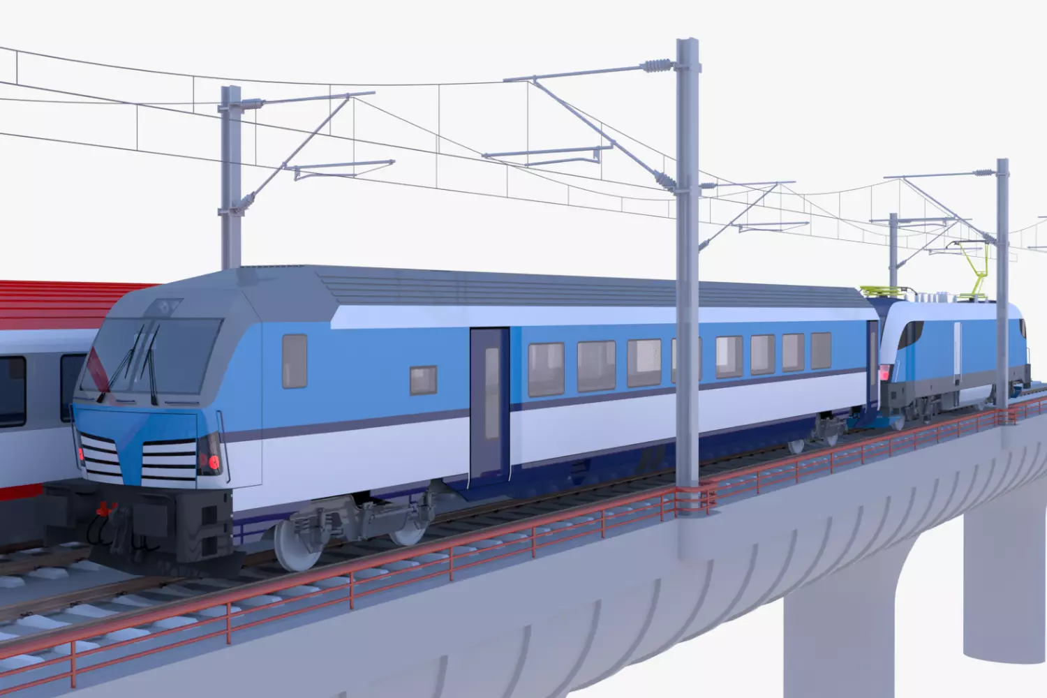 Bridge with Siemens trains 3D model_0