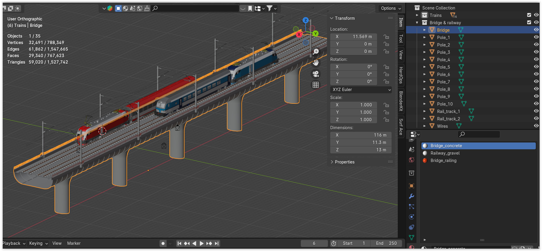 Bridge with Siemens trains 3D model_8