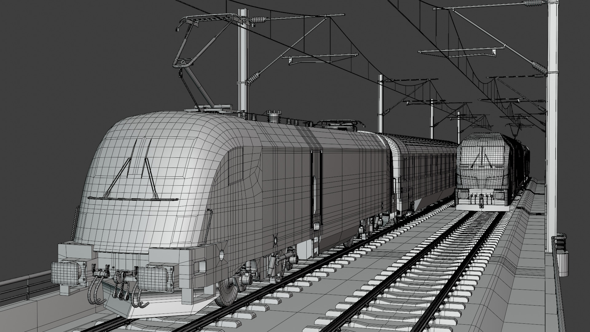 Bridge with Siemens trains 3D model_5
