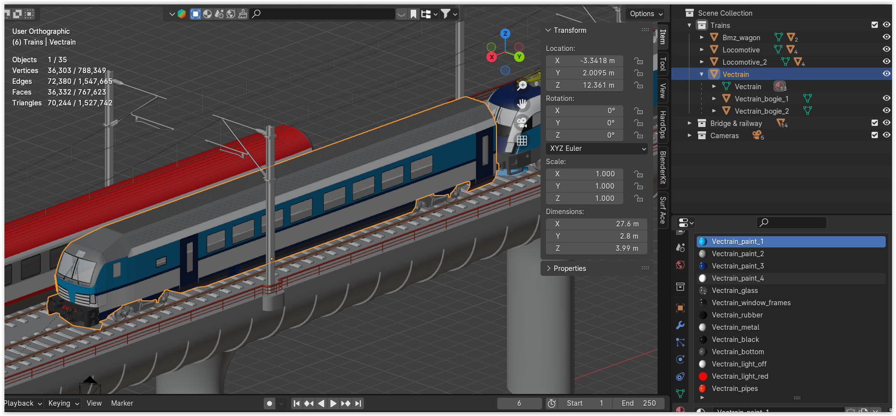 Bridge with Siemens trains 3D model_9
