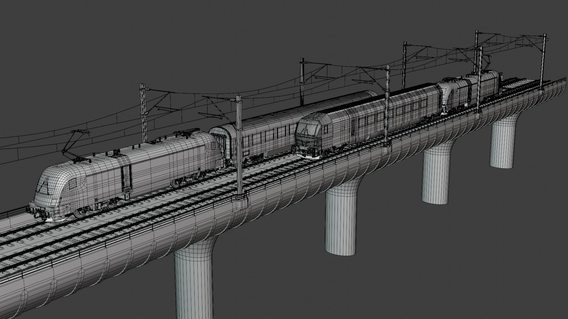 Bridge with Siemens trains 3D model_3