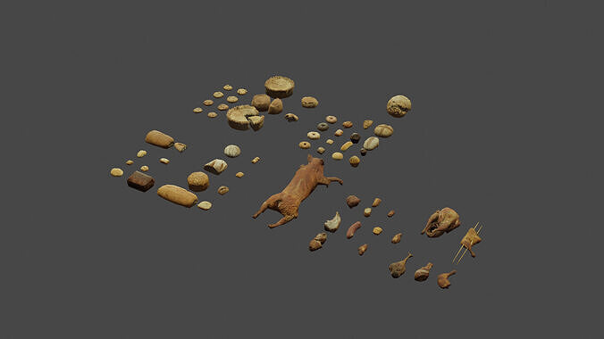 Mega Bakery and Meats products for mobile Low-poly 3D model 6