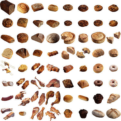Mega Bakery and Meats products for mobile Low-poly 3D model 3
