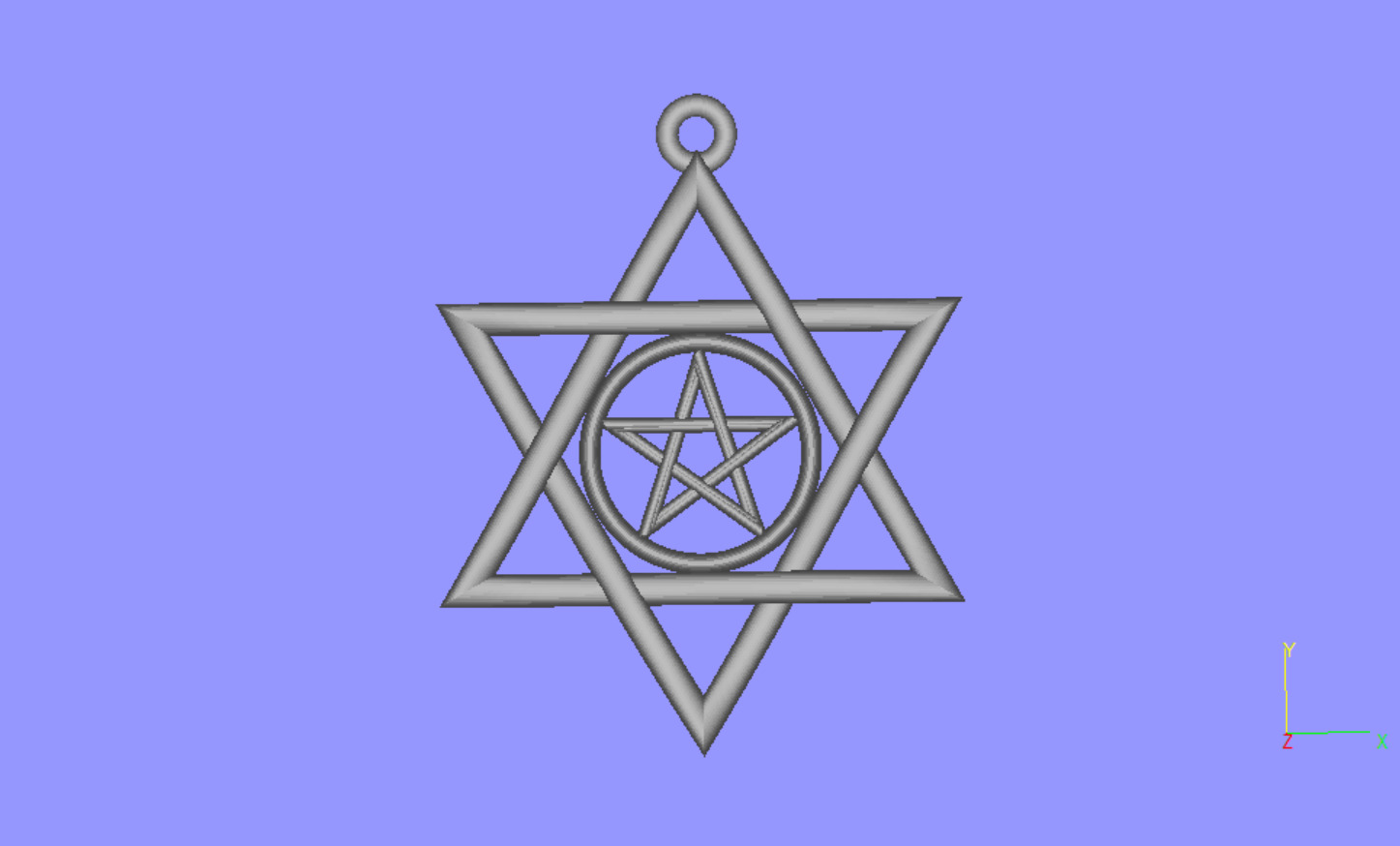 Star of David 22mm Diameter Weaving with Pentagram 3D print model_2