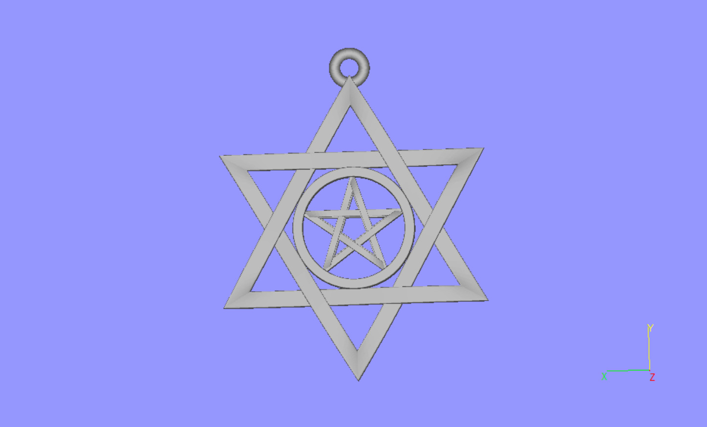 Star of David 22mm Diameter Weaving with Pentagram 3D print model_4