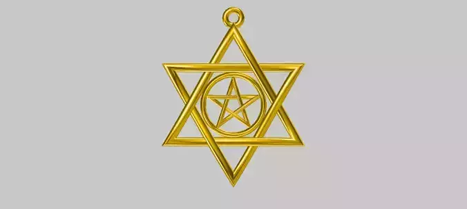 Star of David 22mm Diameter Weaving with Pentagram 3D print model