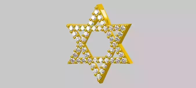 Star of David 19mm Diameter Simple With Hidden Bail and Stones 3D print model