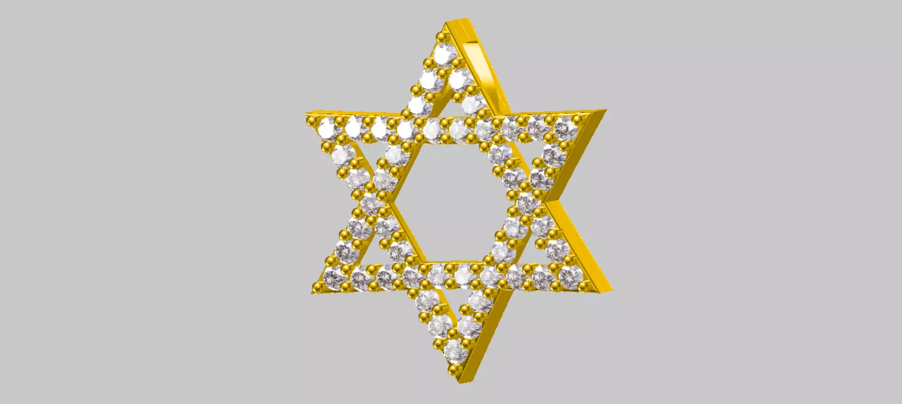 Star of David 19mm Diameter Simple With Hidden Bail and Stones 3D print model_0