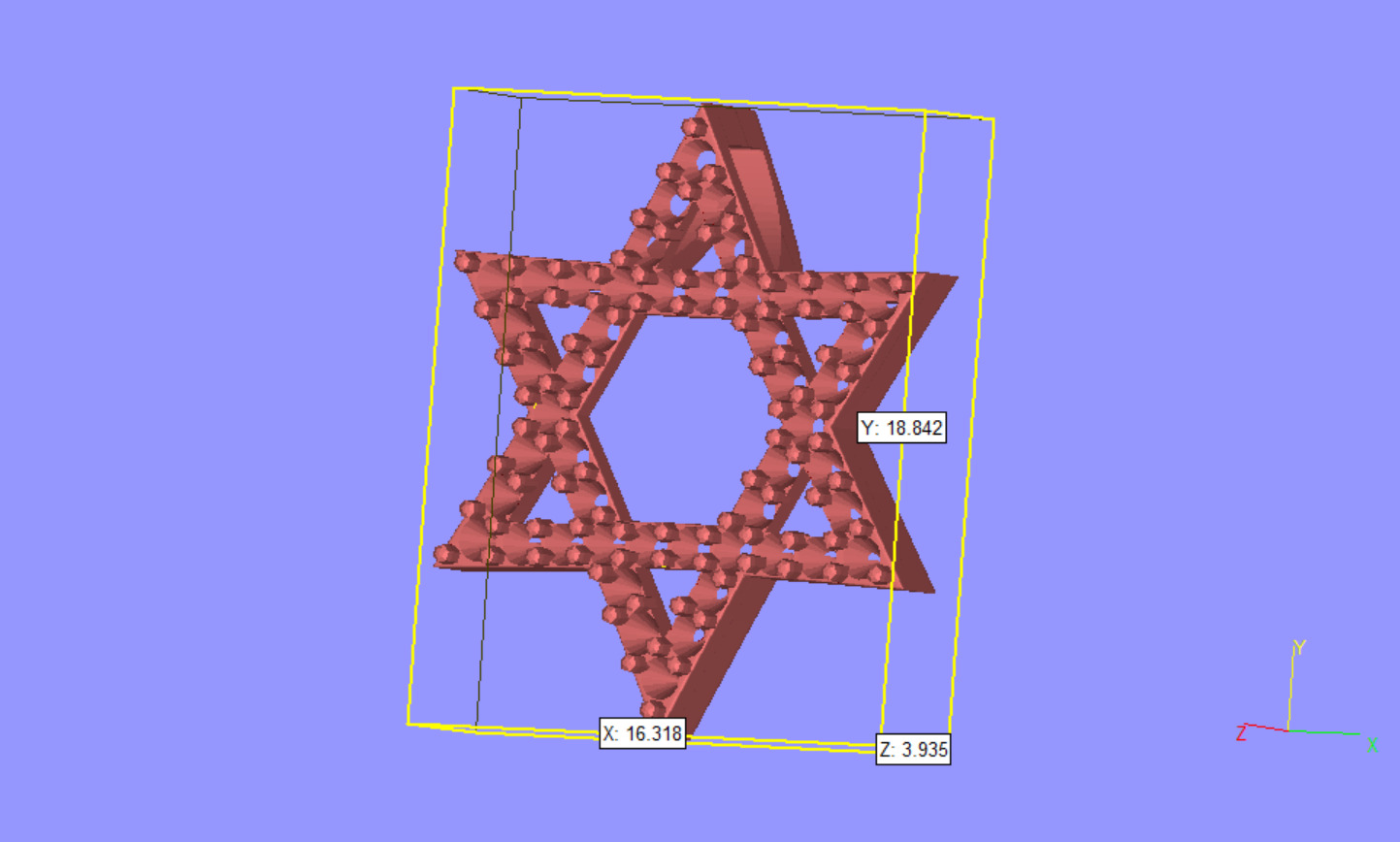 Star of David 19mm Diameter Simple With Hidden Bail and Stones 3D print model_7