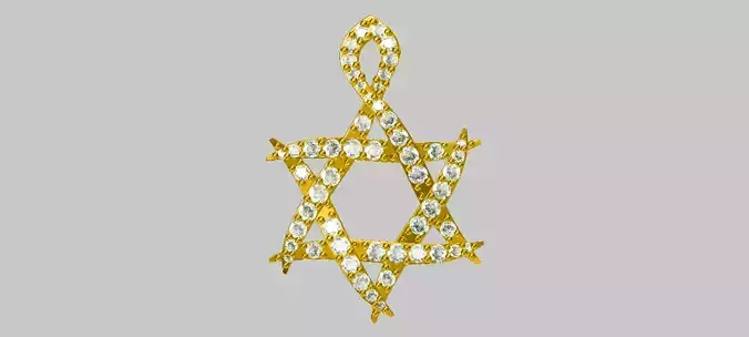 Star of David 22mm Diameter Weaving with Hidden Bail and Stones 3D print model
