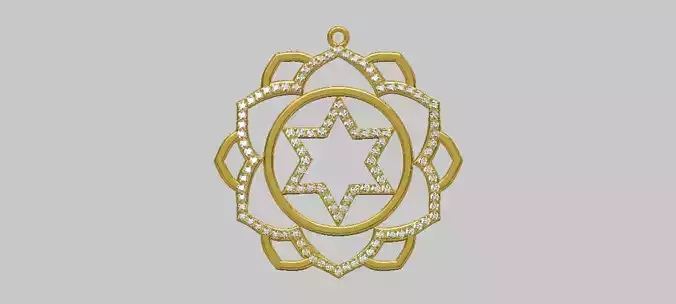 Star of David 34mm Diameter Mandala with Jump Ring and Stones 3D print model