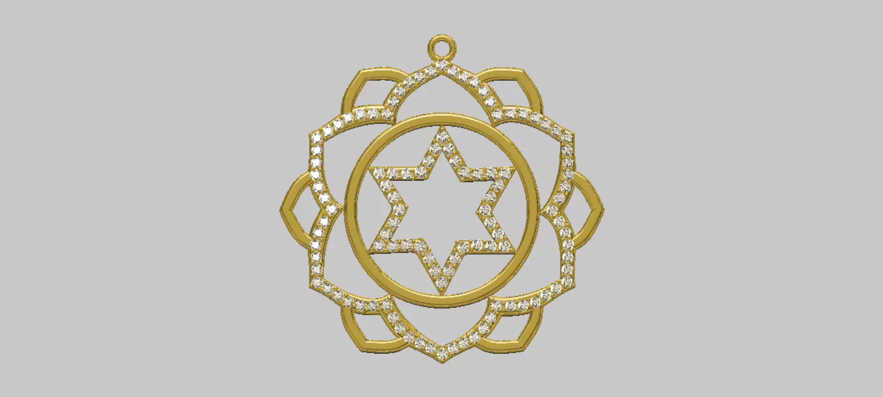 Star of David 34mm Diameter Mandala with Jump Ring and Stones 3D print model_0