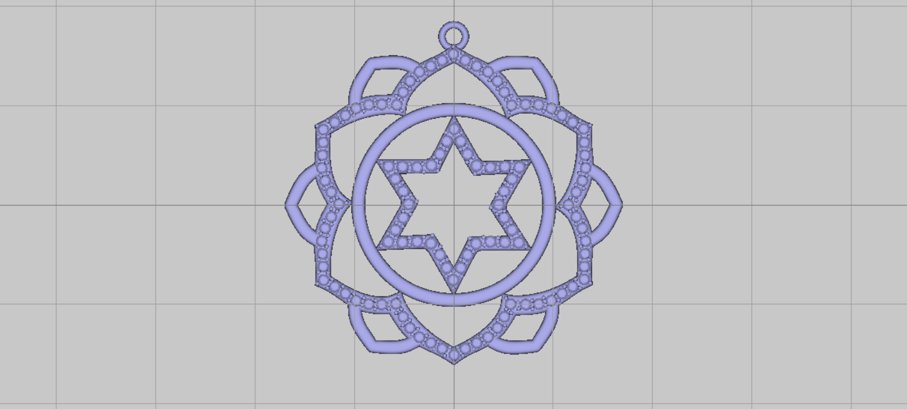 Star of David 34mm Diameter Mandala with Jump Ring and Stones 3D print model_5