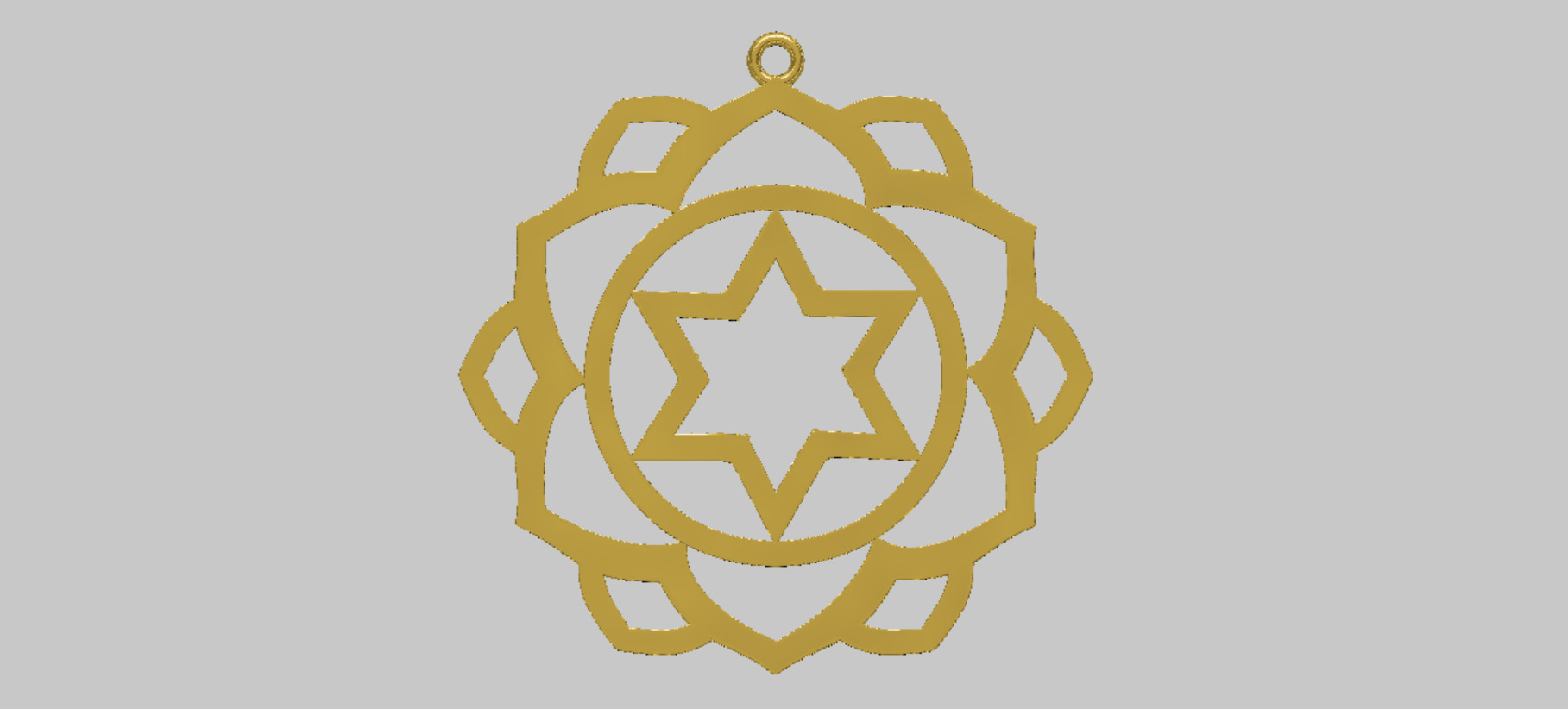 Star of David 34mm Diameter Mandala with Jump Ring and Stones 3D print model_2