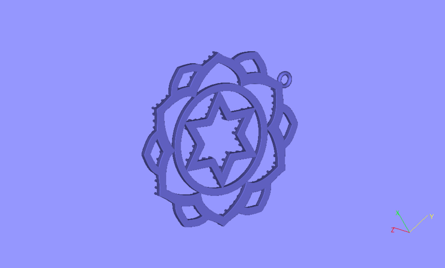 Star of David 34mm Diameter Mandala with Jump Ring and Stones 3D print model_4