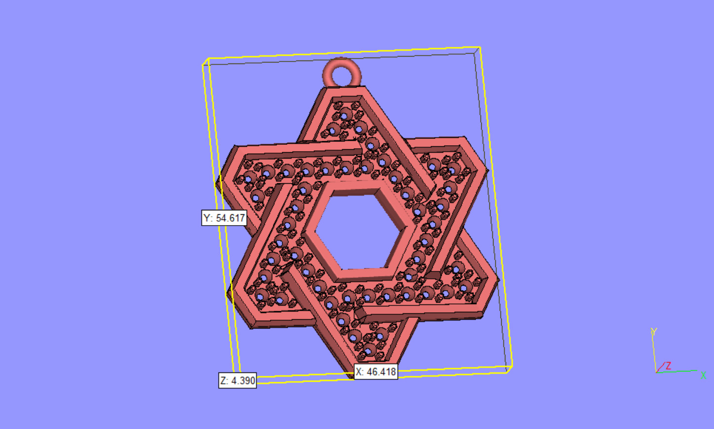 Star of David 50mm Diameter Beveled with Stones 3D print model_8