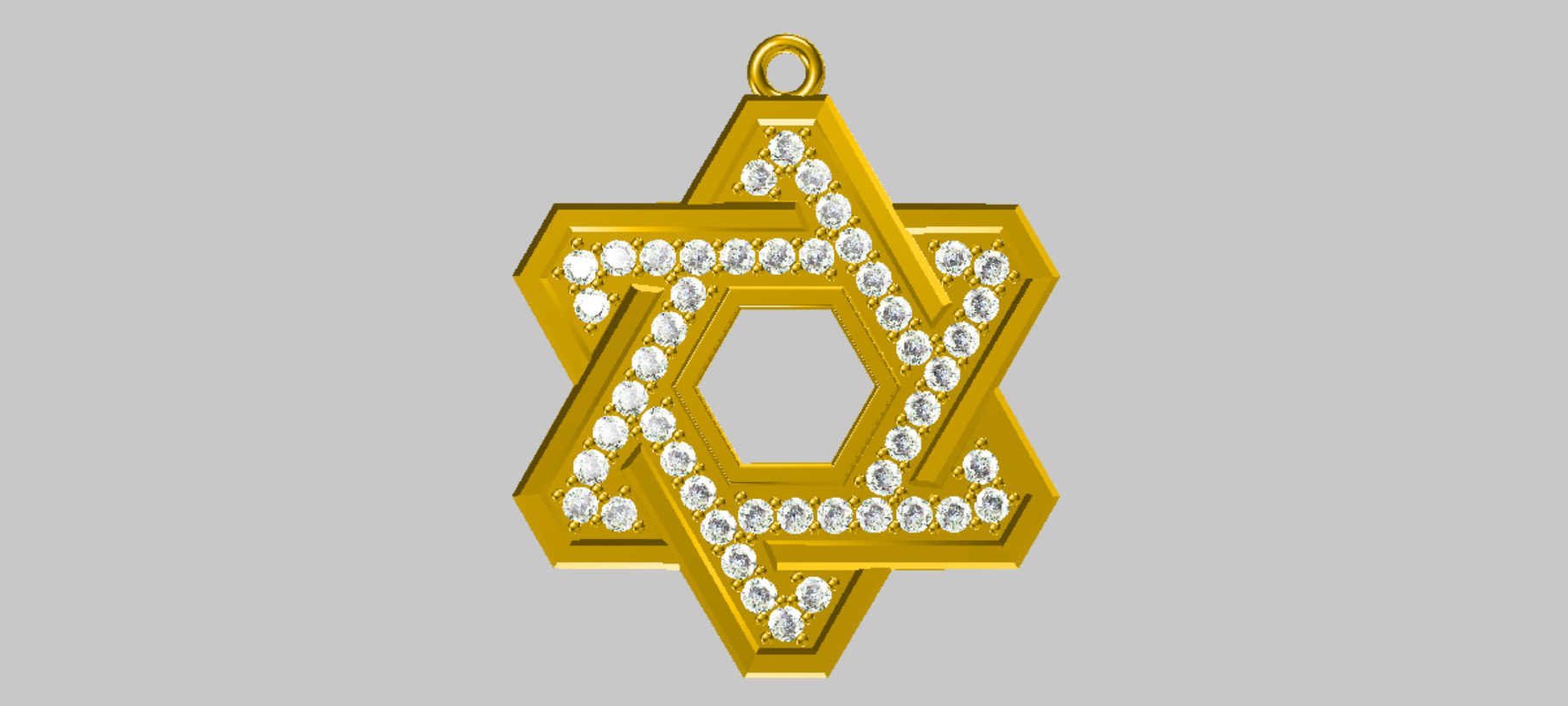 Star of David 50mm Diameter Beveled with Stones 3D print model_1