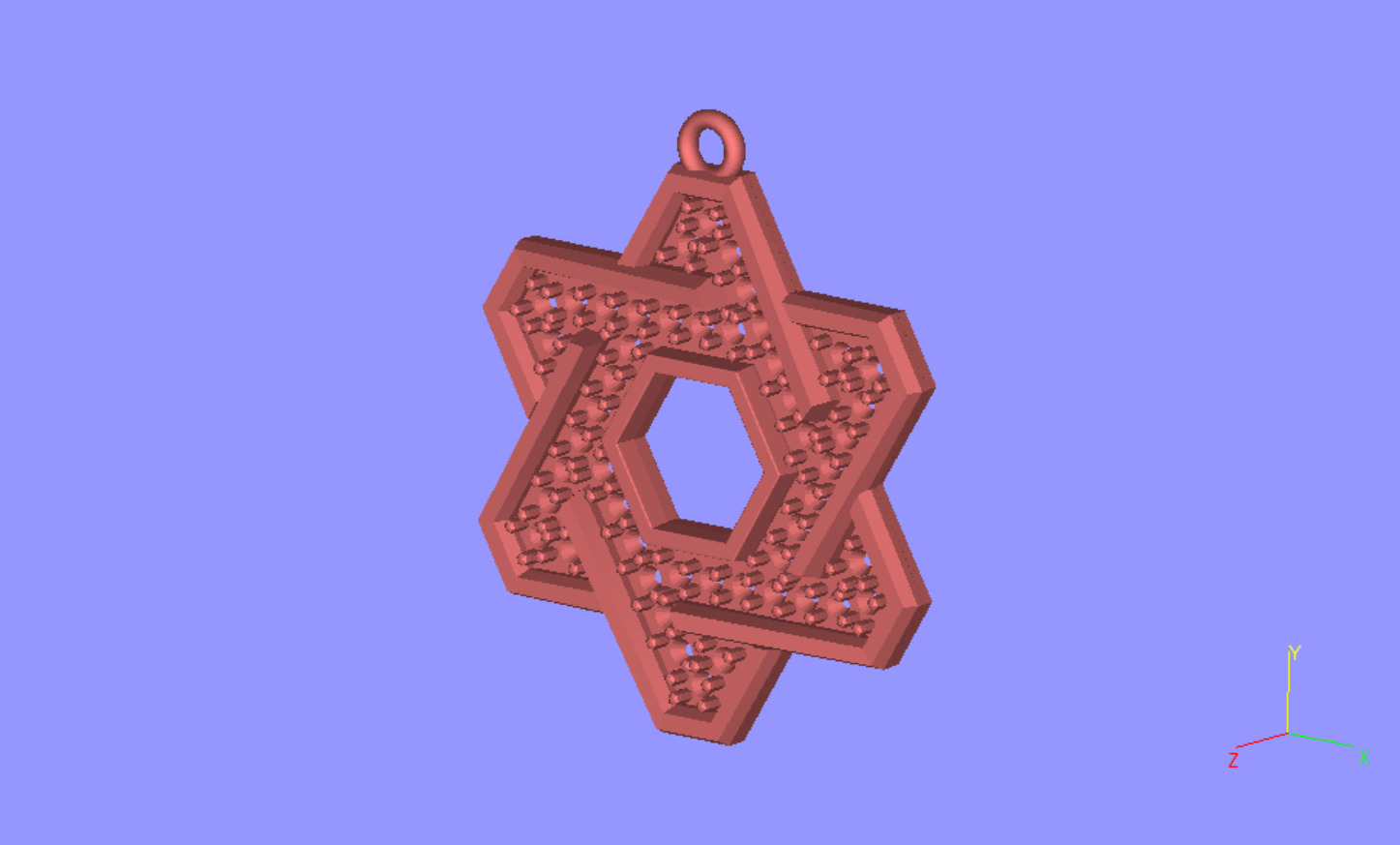 Star of David 50mm Diameter Beveled with Stones 3D print model_3