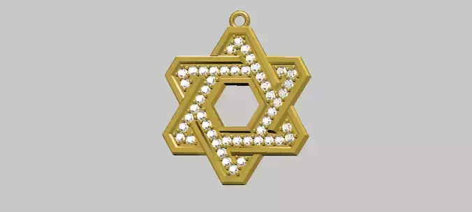 Star of David 50mm Diameter Beveled with Stones 3D print model