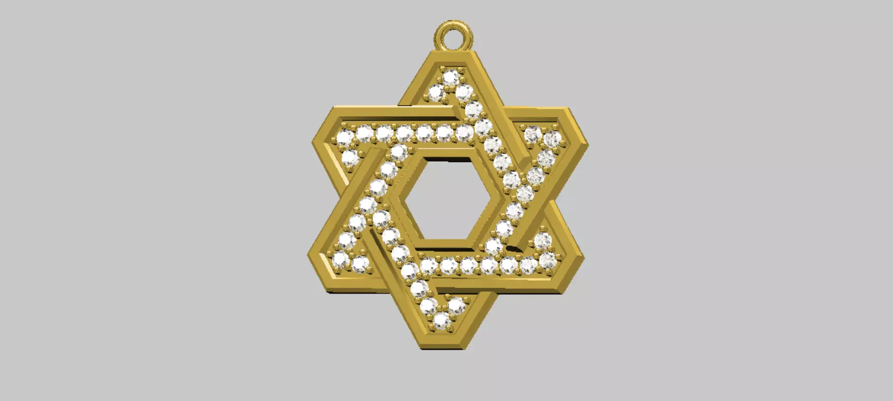 Star of David 50mm Diameter Beveled with Stones 3D print model_0