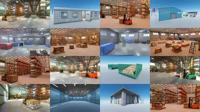Big Warehouse Pack and Industrial Props Collection 