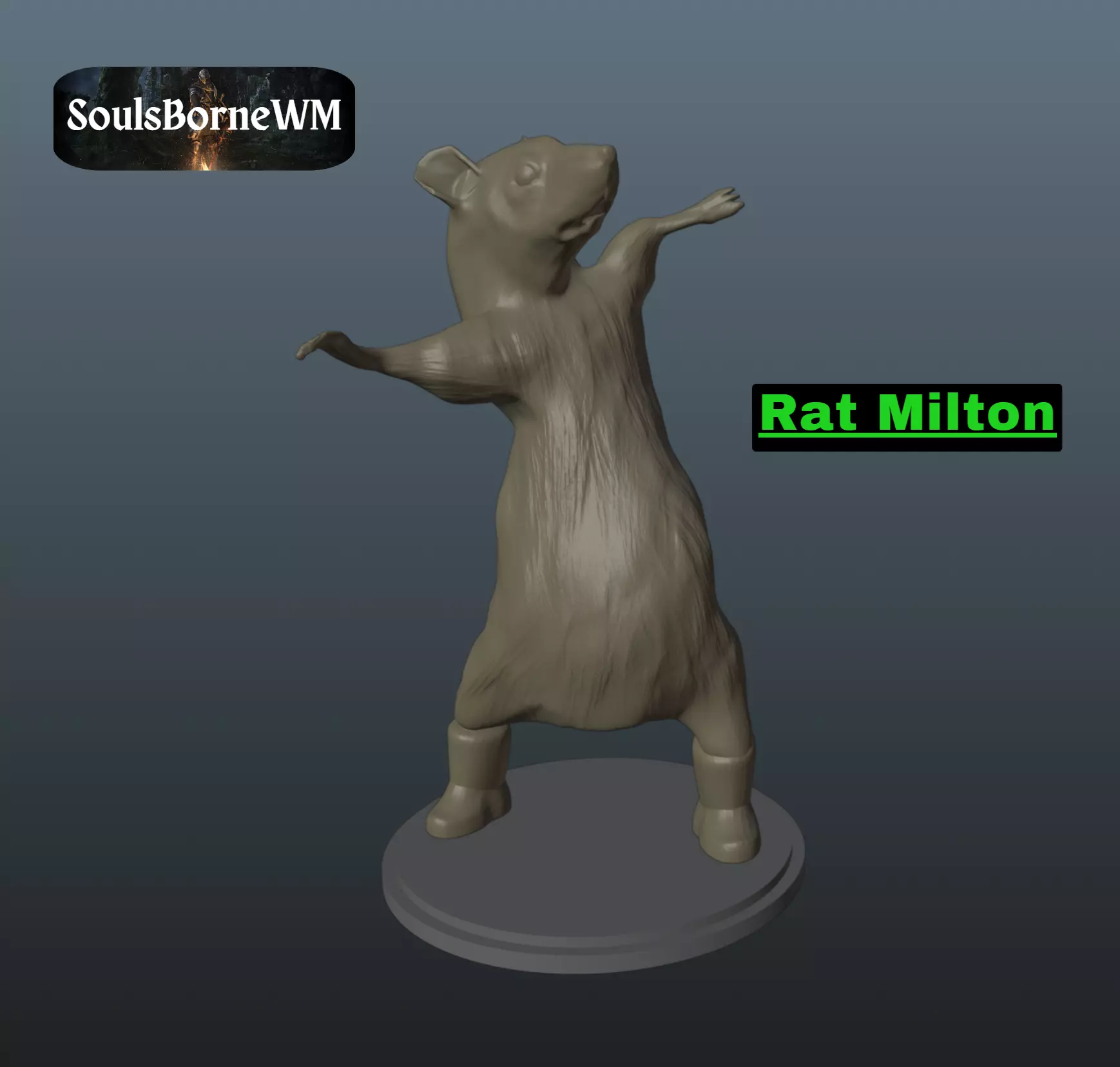Rat Milton Dancing Rat Meme 3D print model_0
