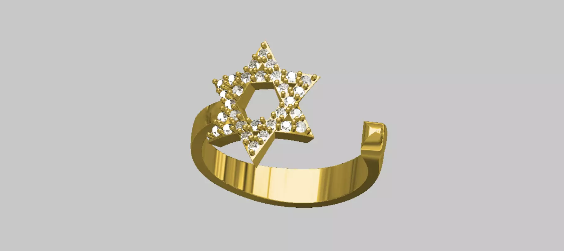 Star of David Size 6 and Half Split Ring 3D print model_0
