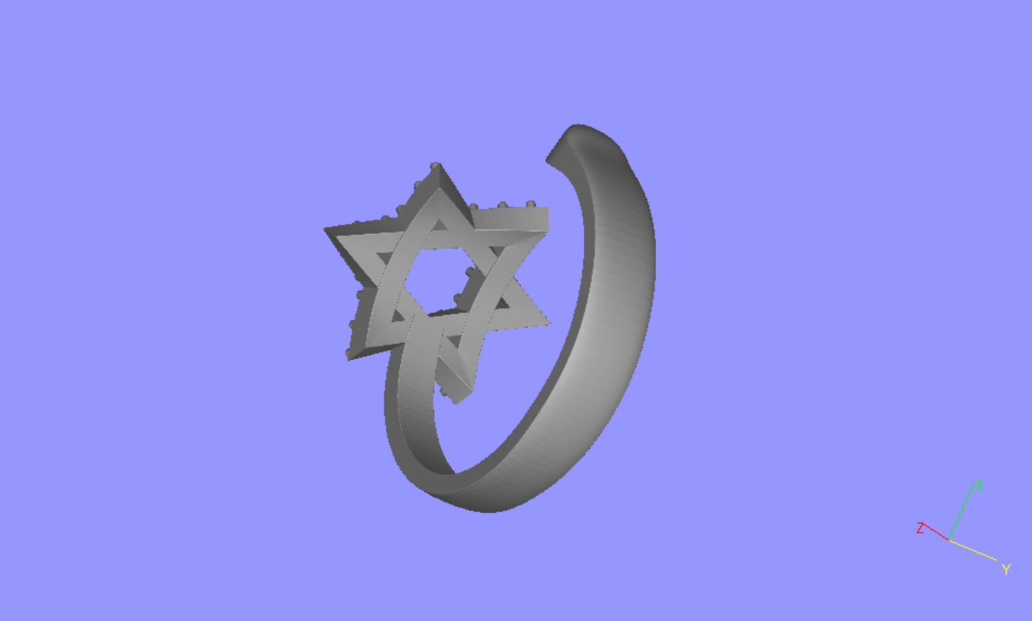 Star of David Size 6 and Half Split Ring 3D print model_3