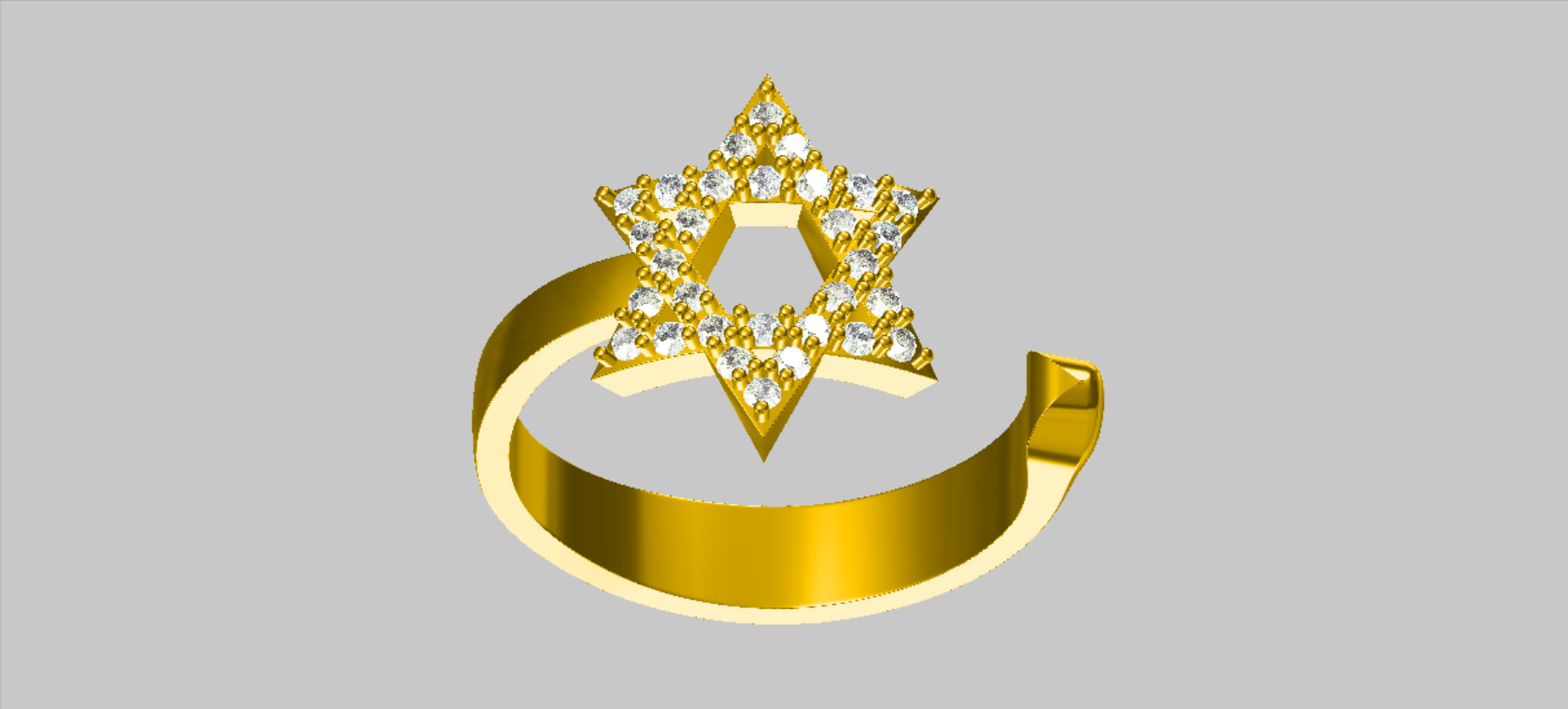 Star of David Size 6 and Half Split Ring 3D print model_1
