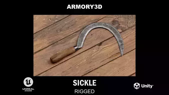 GAME READY SICKLE PBR RIGGED Free low-poly 3D model