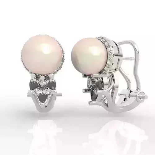 8mm Pear Diamond Pearl Earrings 
