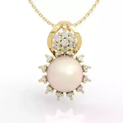 Halo Diamond Pearl Pendant Necklace