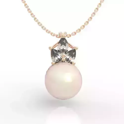 10mm Pear Diamond Necklace with Pearl 