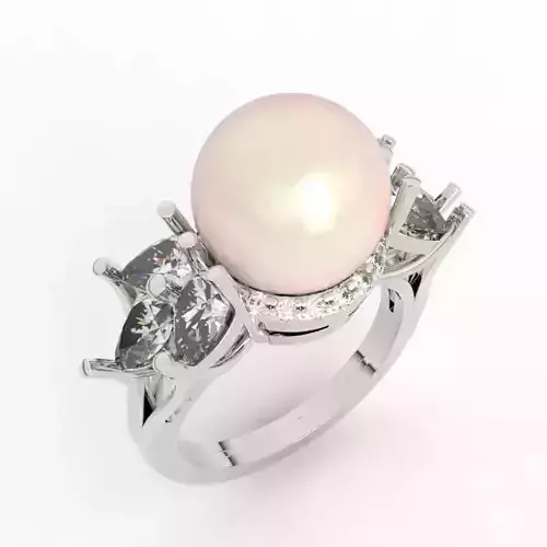10mm Pear Diamond Pearl Ring