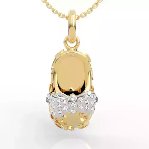 Diamond Bow Baby Bootie Necklace