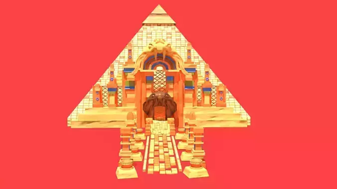 Stylized Serpent Temple Low-poly 3D model