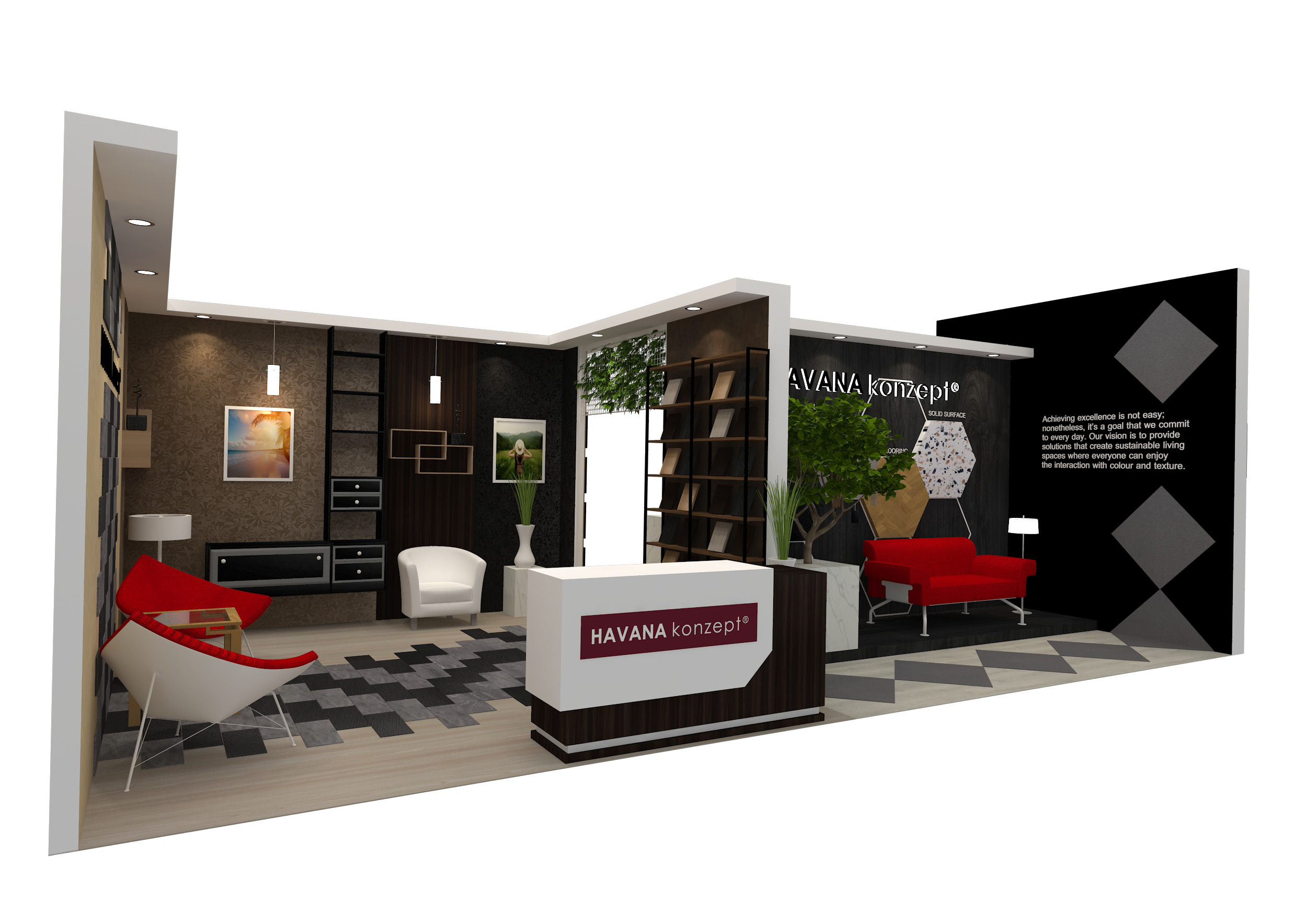 EXHIBITION BOOTH DESIGN 6M x 9M Low-poly 3D model_1