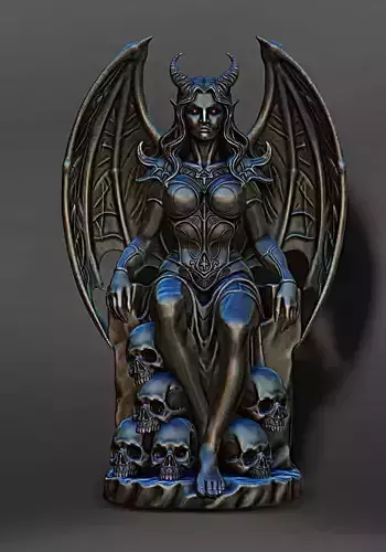 Lilith on her throne succubus monster sculpture 3D print model