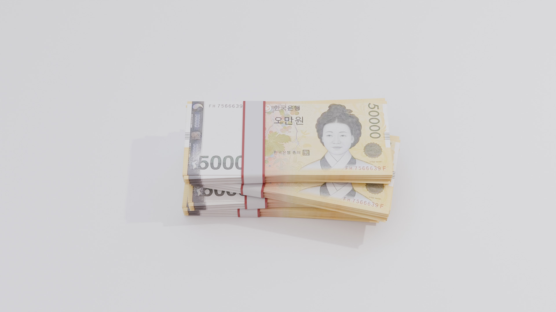 50000 South Korean won Currency Low-poly 3D model_2