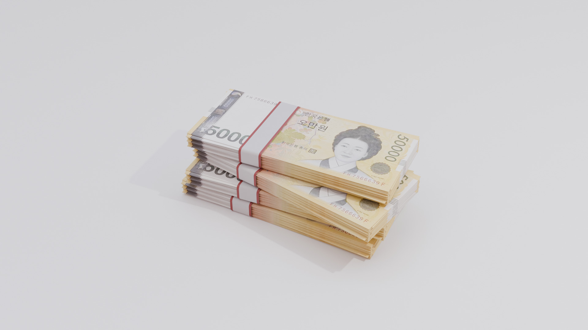 50000 South Korean won Currency Low-poly 3D model_1