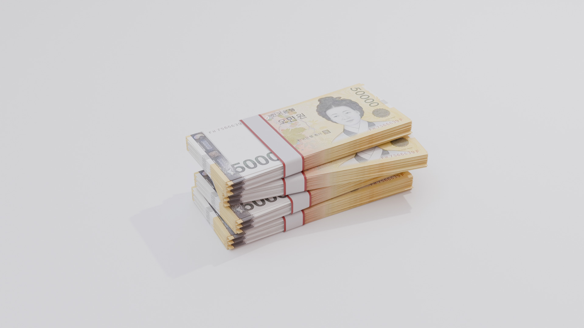 50000 South Korean won Currency Low-poly 3D model_3