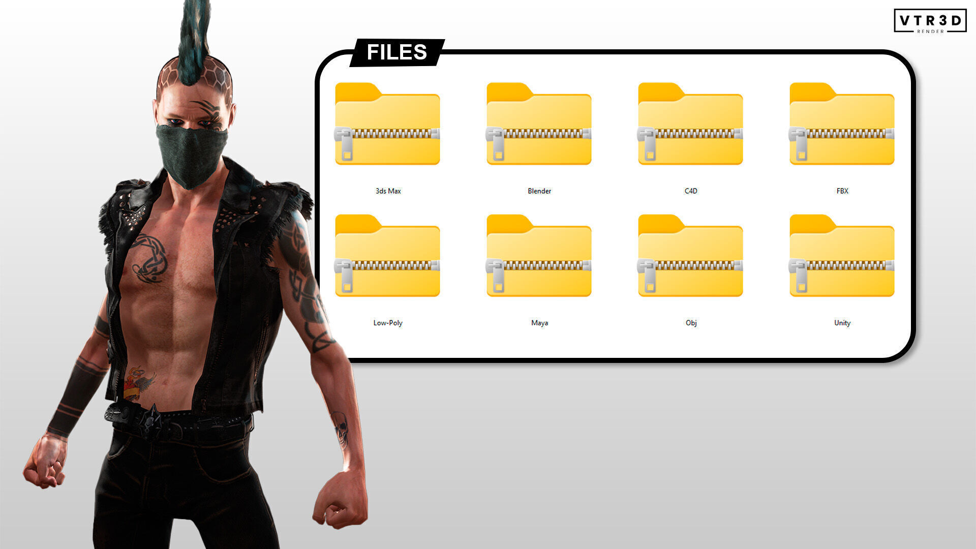 Punk Couple Fully Rigged Male and Female Game Characters Low-poly 3D model_12