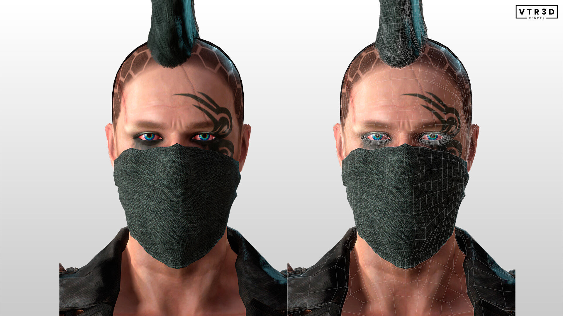Punk Couple Fully Rigged Male and Female Game Characters Low-poly 3D model_8