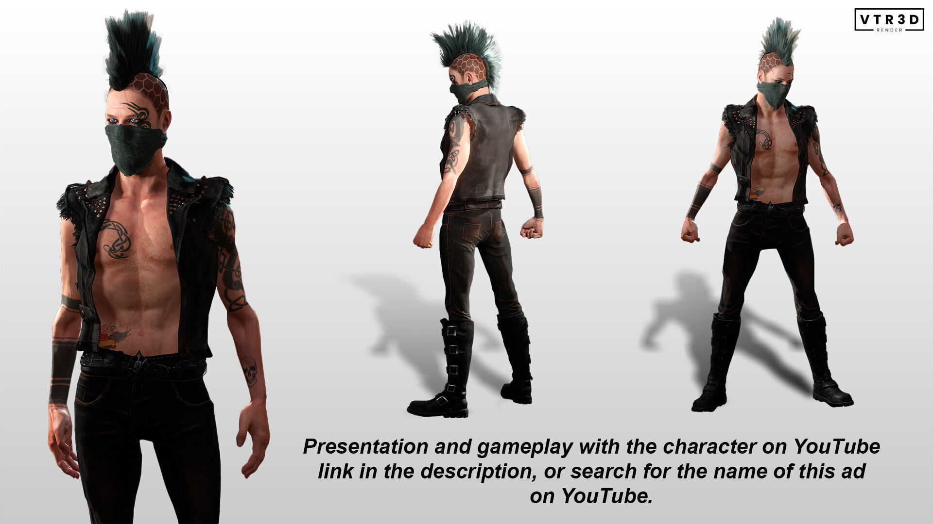 Punk Couple Fully Rigged Male and Female Game Characters Low-poly 3D model_10