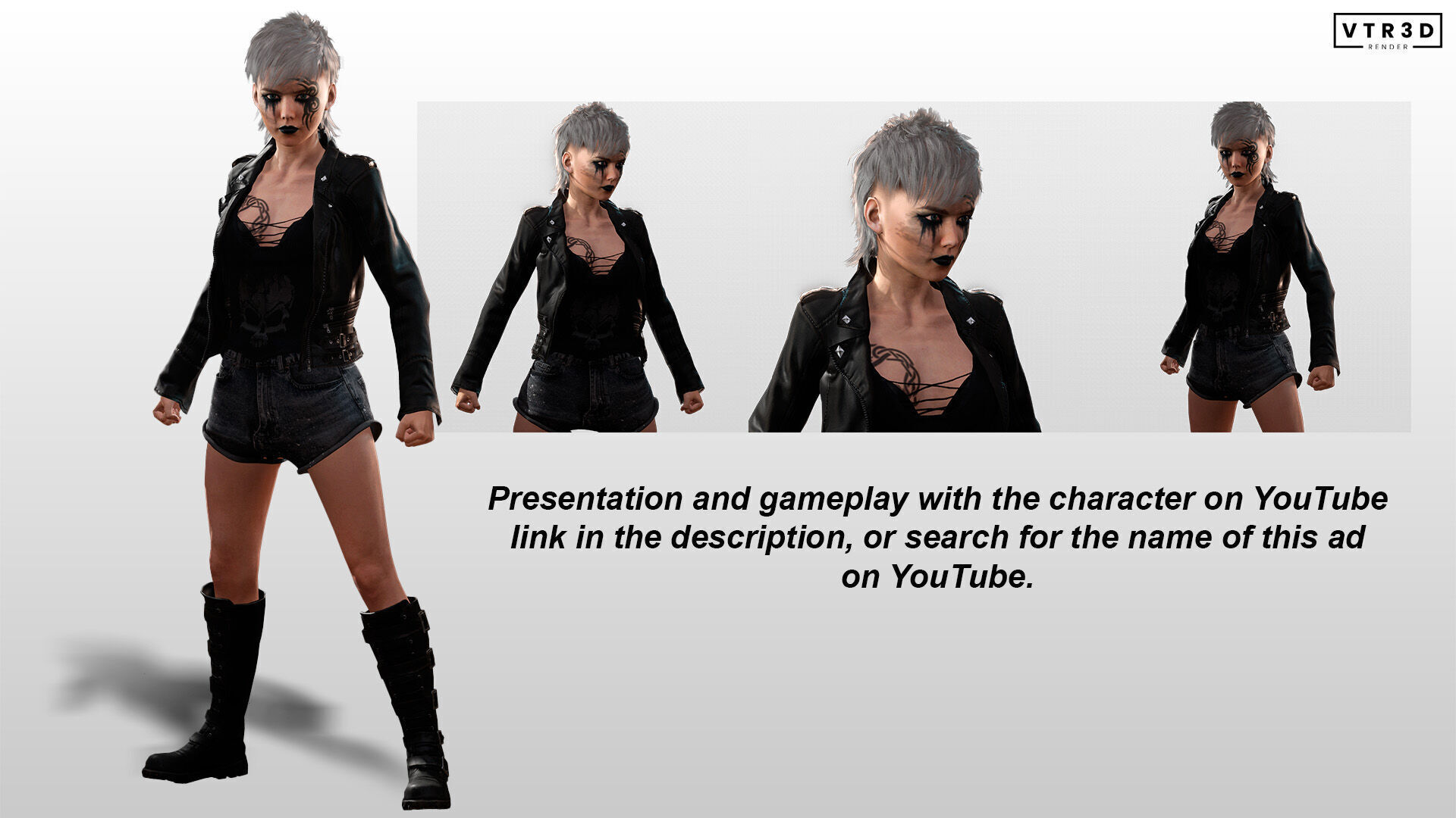 Punk Couple Fully Rigged Male and Female Game Characters Low-poly 3D model_11