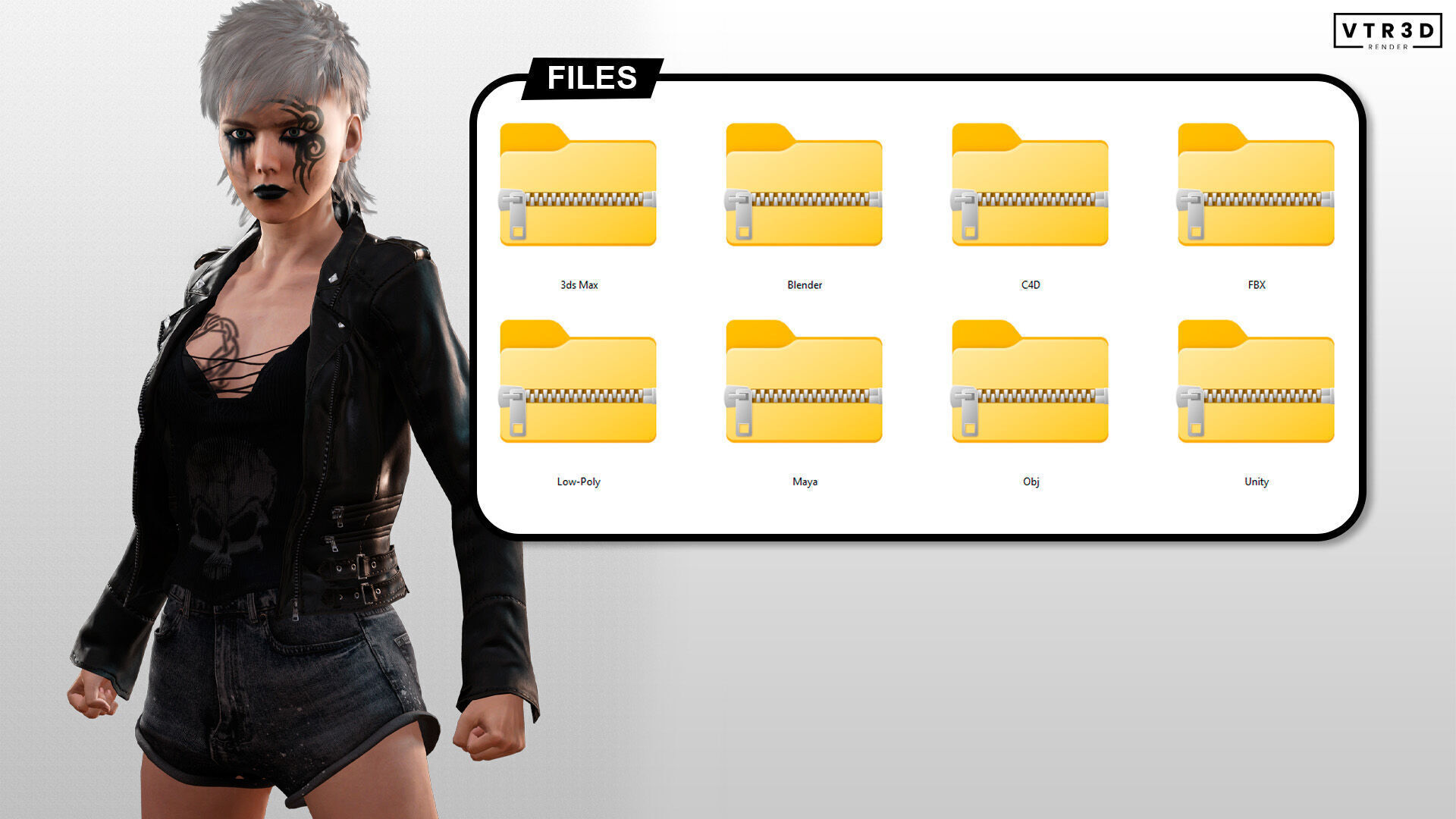 Punk Couple Fully Rigged Male and Female Game Characters Low-poly 3D model_13