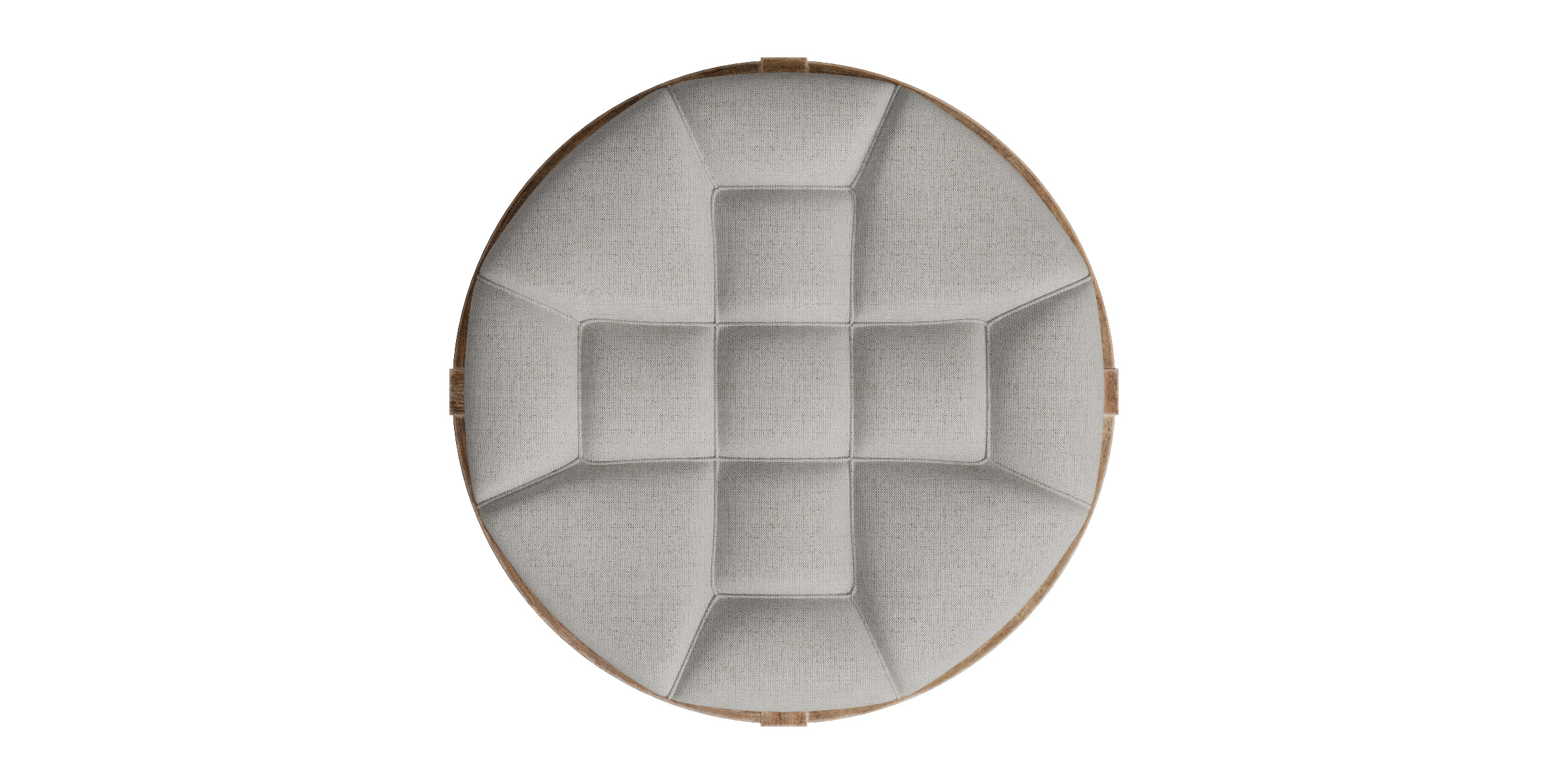 Captains Large Round Upholstered Ottoman With Bottom Shelf Low-poly 3D model_2