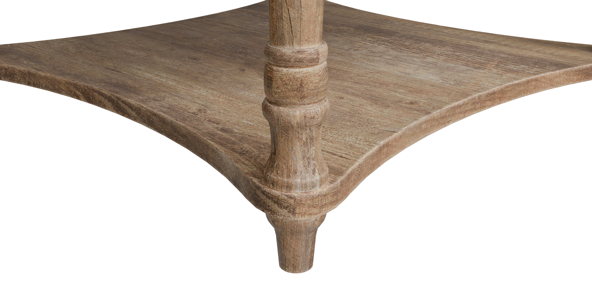 Captains Large Round Upholstered Ottoman With Bottom Shelf Low-poly 3D model_12